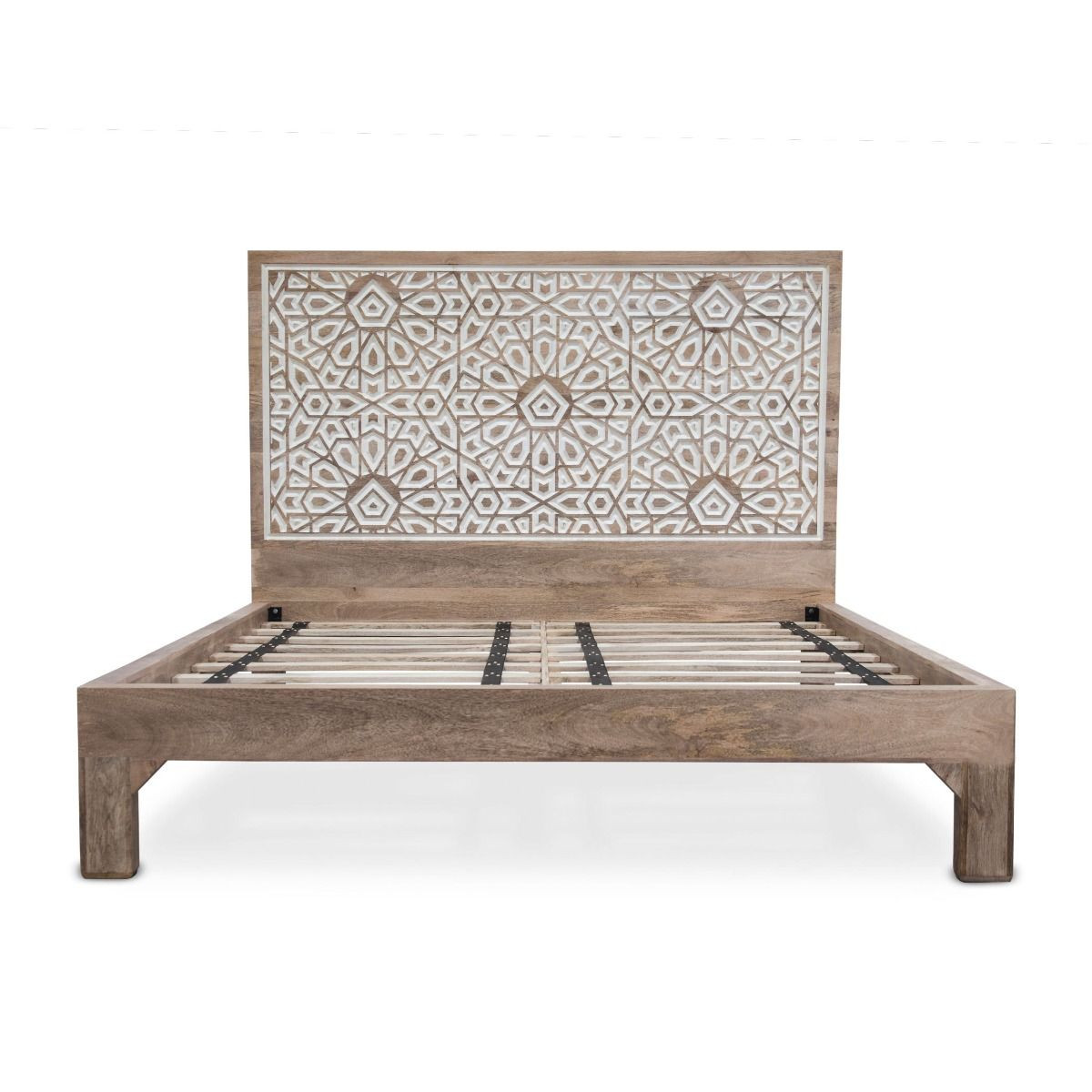 JASMINE HIGH HEADBOARD QUEEN BED WITHOUT STORAGE