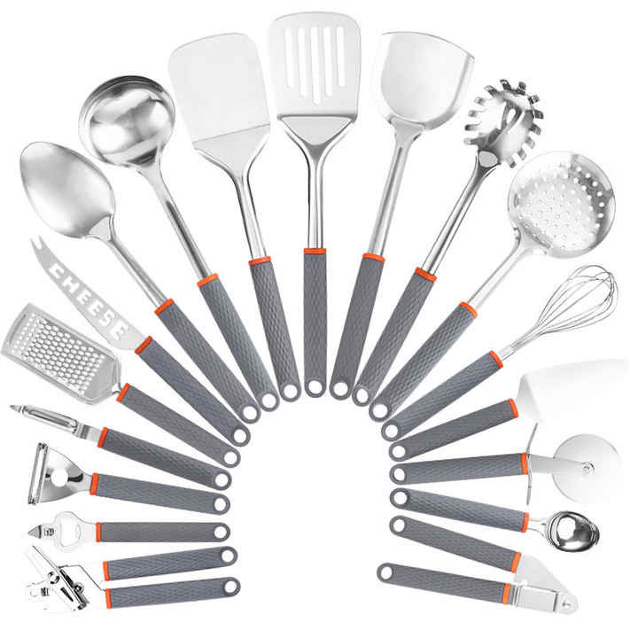 19-Piece Stainless Steel Kitchen Gadgets With Durable Cooking Tools.