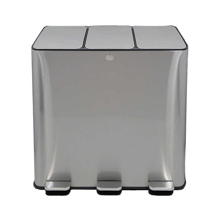 Stainless steel Trash Can Triple Compartments
