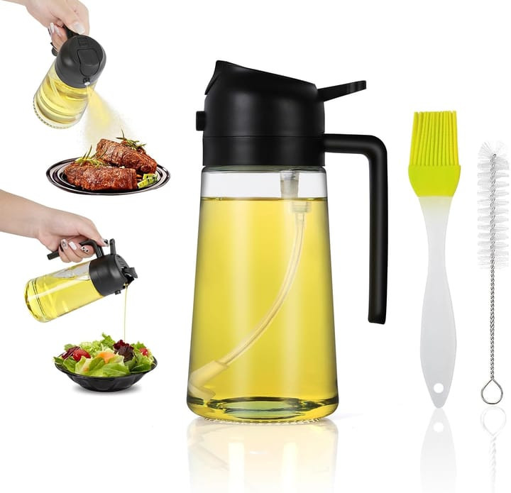 2 in 1 Oil Dispenser Glass Oil Spray Bottle 470ml