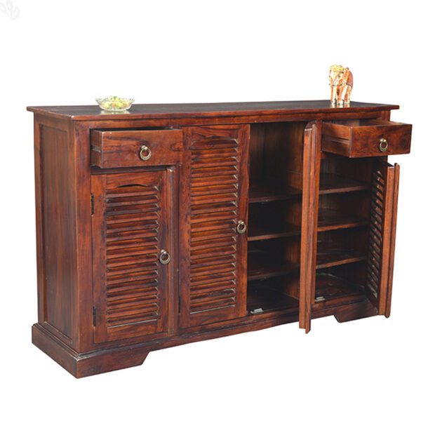 Wood 2 Drawer 4 Door Hunter Shoe Rack