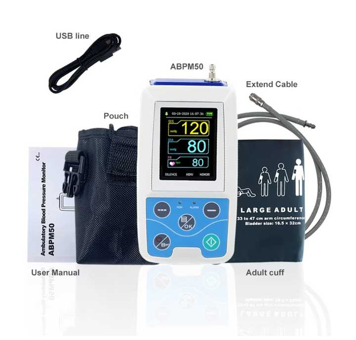 Holter Abpm Portable 24h Upper Arm Style Digital Ambulatory Sphygmomanometer Medical Bp Machine Digital Blood Pressure Monitor