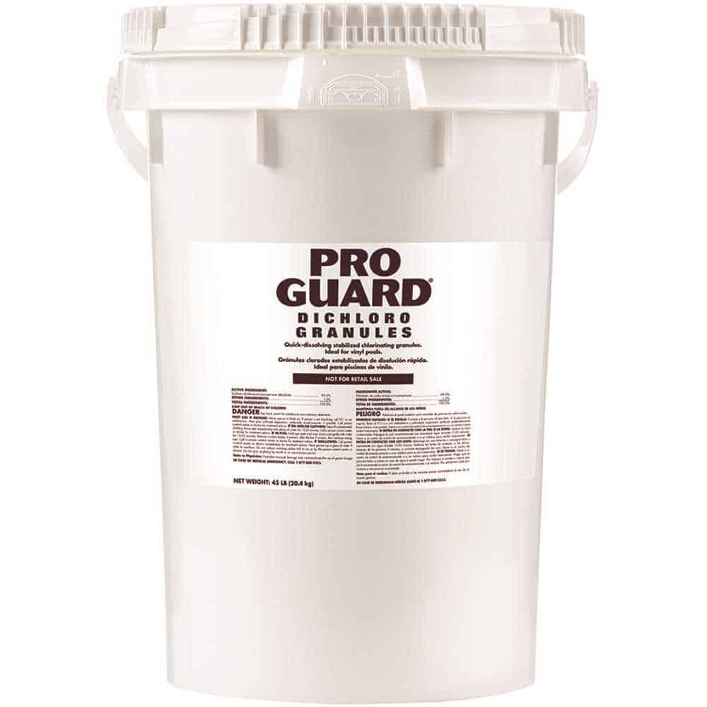 ProGuard Granular Dichloro 45 lb Fast dissolving dichlor Stabilized with 56% available chlorine in powder form 45lb. bucket